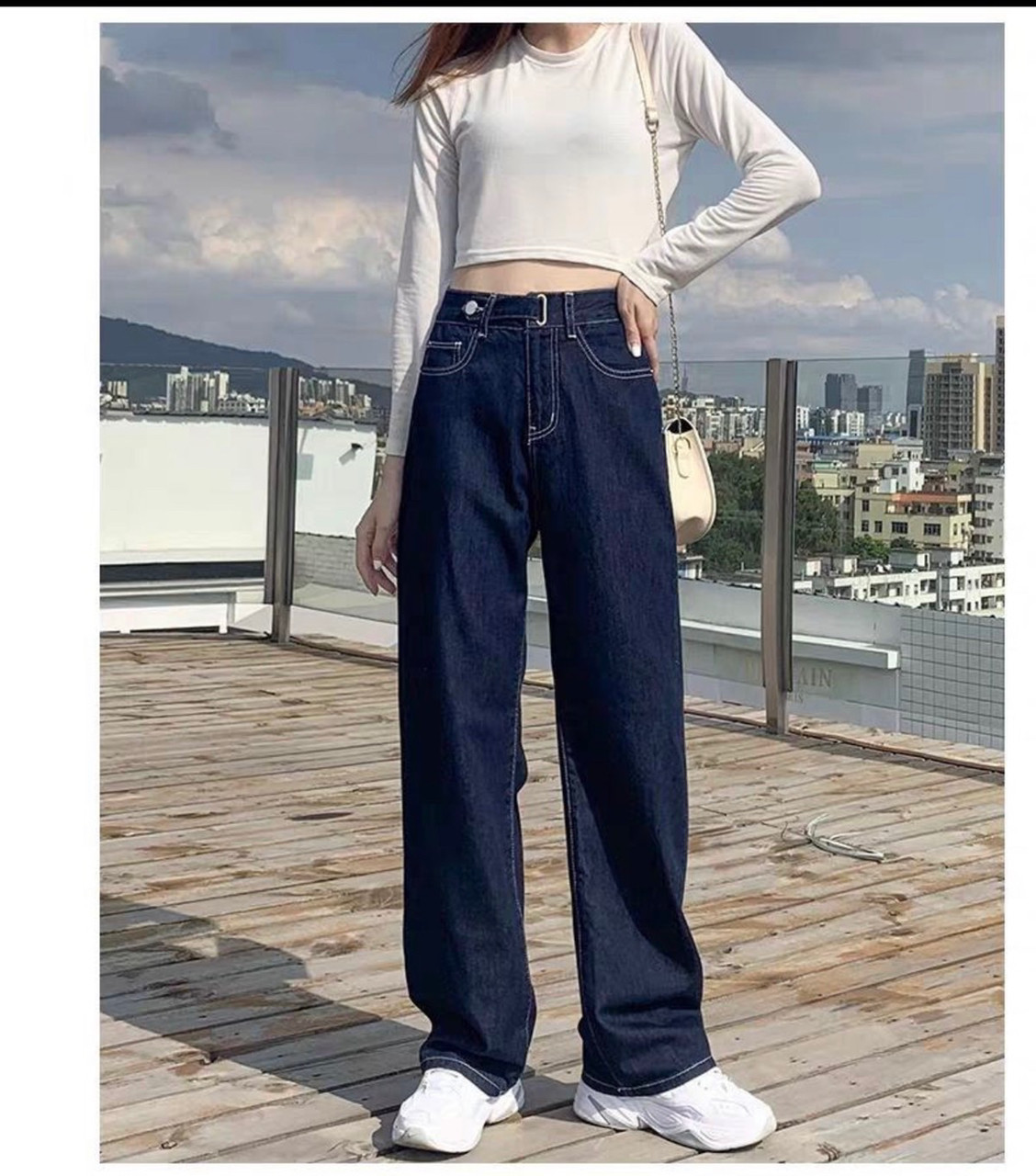 Quần Jean Nữ , Quần Baggy Lưng Cao, Hàng vnxk Form Ống Rộng .XTR