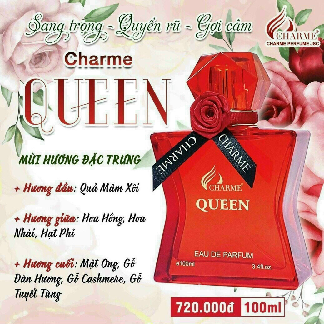 Nước Hoa Nữ Charme_Queen Siêu Thơm - Dầu Thơm Tinh Dầu Perfume Phụ Nữ Thơm Lâu Thu Hút Sang Trọng