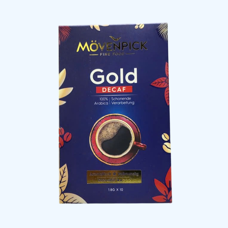MOVENPICK -- Hộp DECAF 18gr / 10 gói -- CÀ PHÊ HÒA TAN TÁCH CAFEIN ĐỨC Gold Decaf Instant Coffee