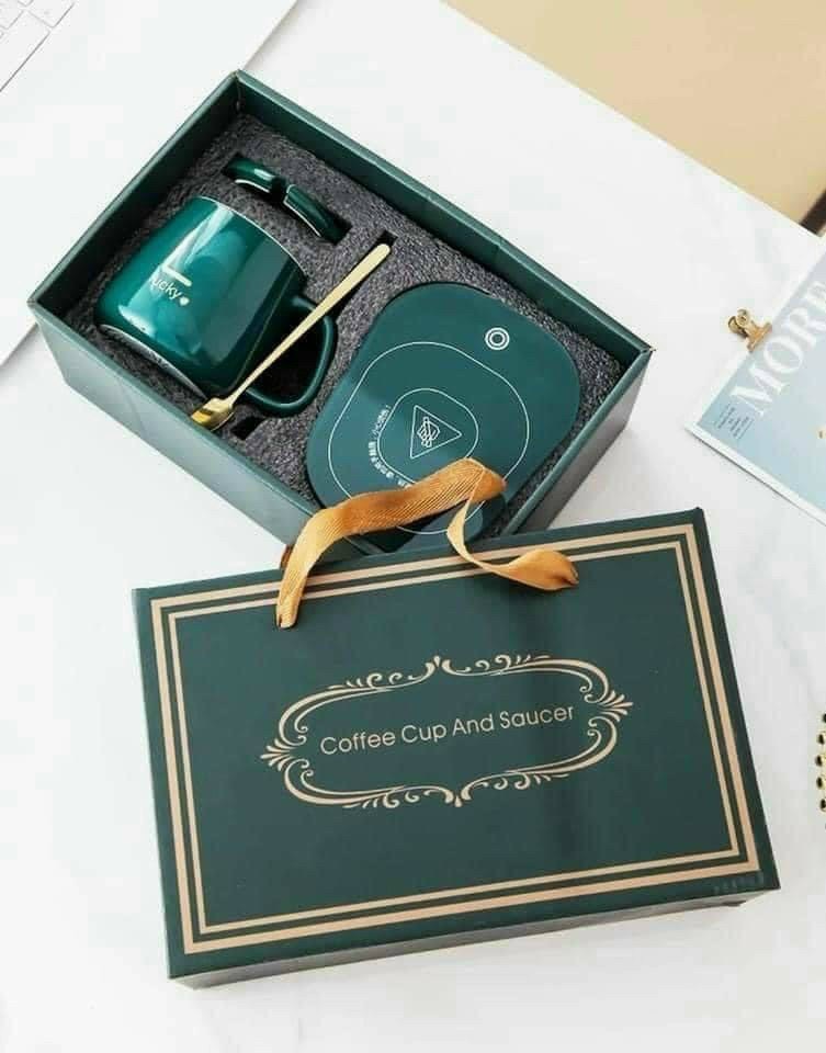 BỘ MÁY HÂM NÓNG SỮA ĐỒ UỐNG TIỆN LỢI KÈM CỐC SỨ LUCKY FULL HỘP XINH XẮN