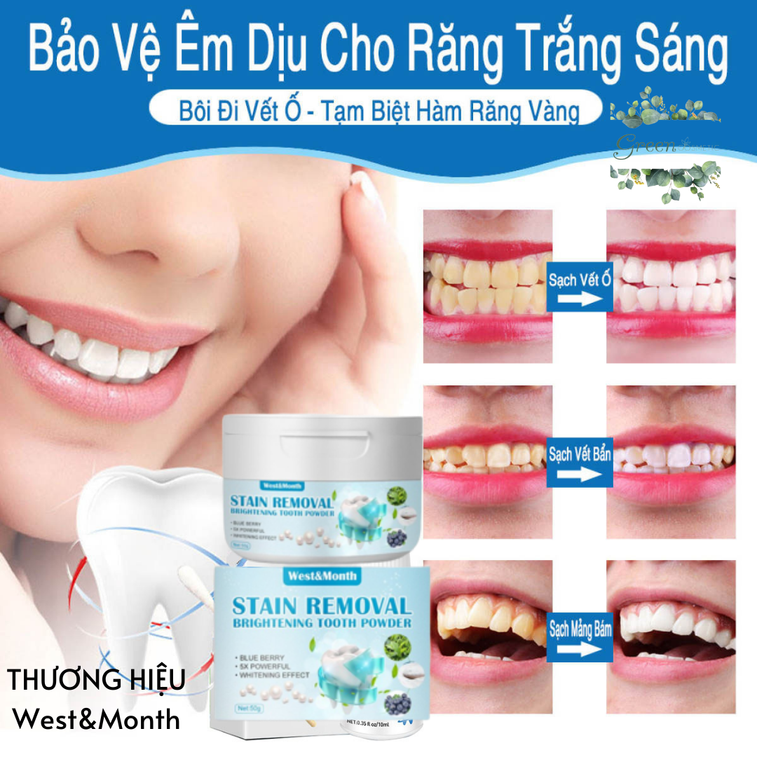 {Gấp 5 lần}Kem Làm Trắng Răng, Khử Mùi Hôi STAIN REMOVAL 50g của West&Month giúp răng trắng sứ tự nhiên, khử mùi hôi, bảo vệ nướu