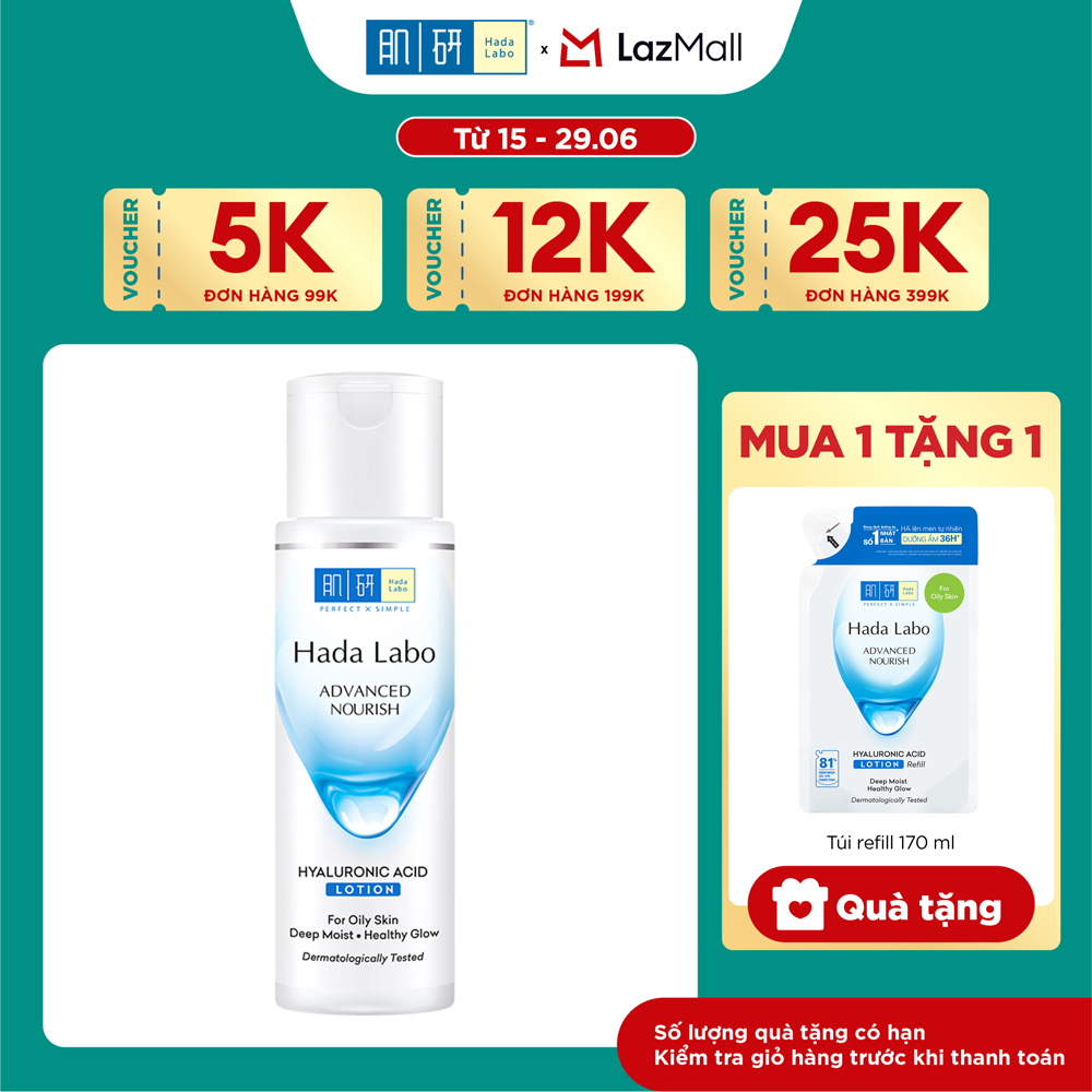 Túi refill lotion dưỡng ẩm tối ưu Hada Labo Advanced Nourish Lotion dùng cho da dầu 170ml