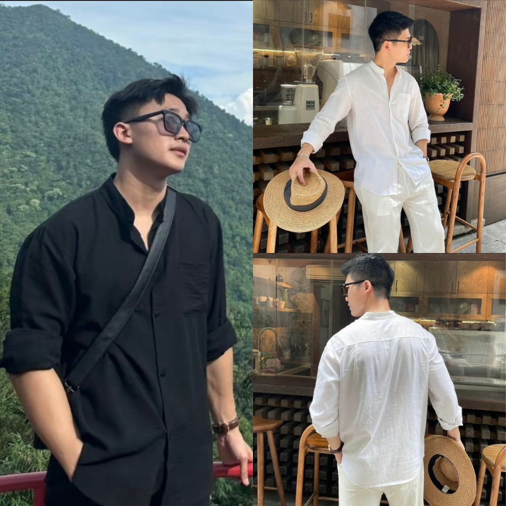 Áo sơ mi nam cổ tàu đũi dài tay Premium Oxford Shirt nữ local brand unisex trơn đen trắng nâu rêu thời trang hàn quốc