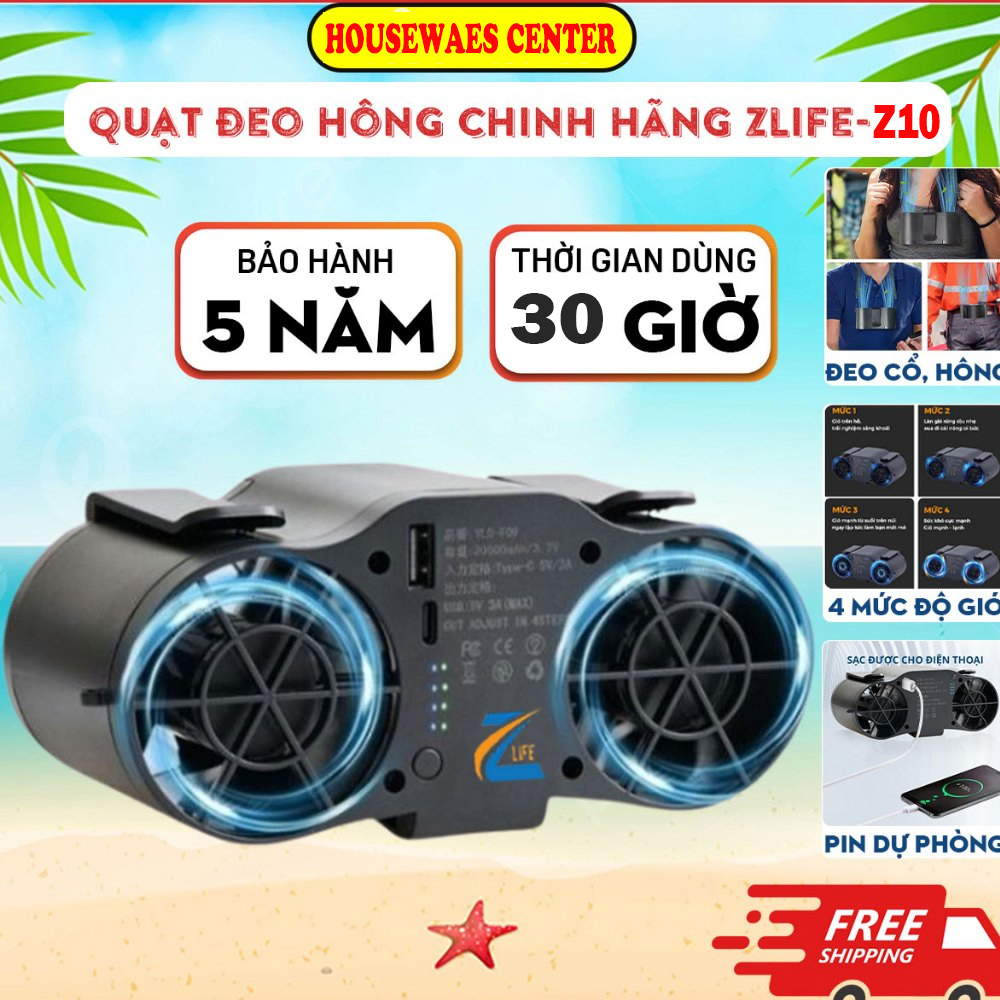 Quạt đeo thắt lưng làm mát siêu nhanh, Quạt đeo cổ cao cấp, Quạt cắm trại pin 25.000 mAh dùng 30 giờ, quạt kẹp mini tích điện quạt để bàn pin trâu