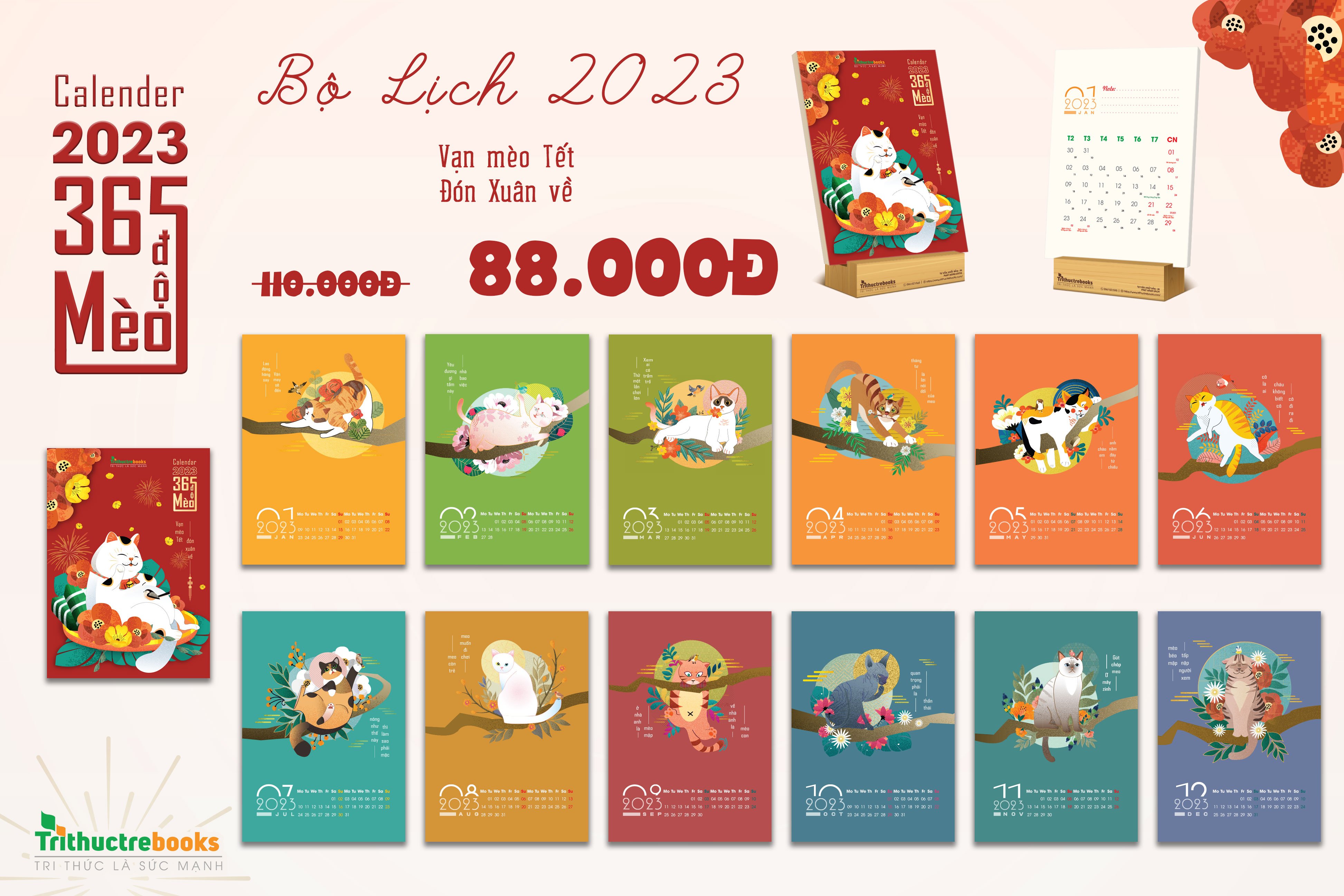 Bộ lịch tết 2023 “365 độ mèo” - vạn mèo tết, đón xuân về