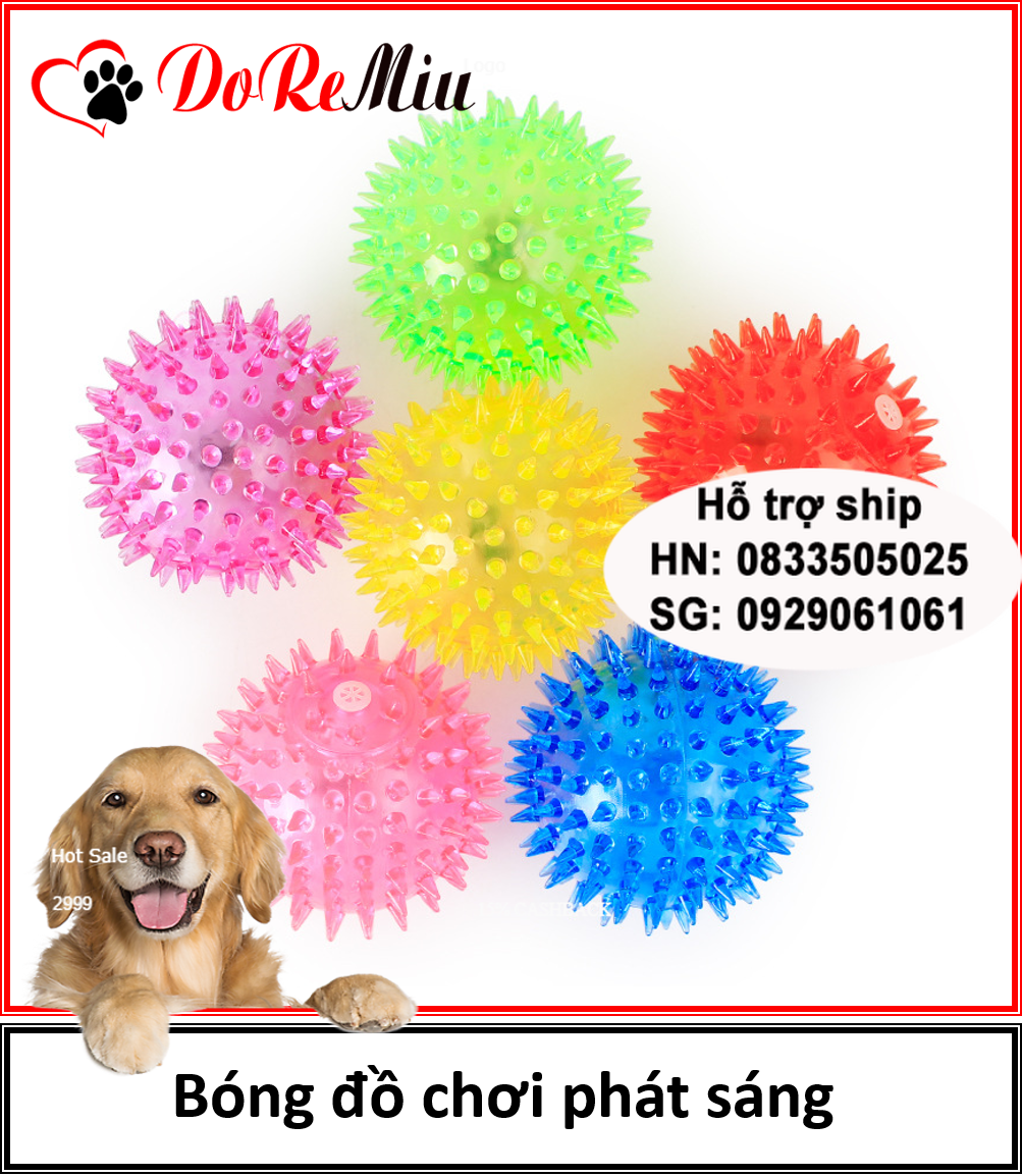 Doremiu - Đồ chơi chó mèo Bóng gai phát sáng 6cm có âm thanh
