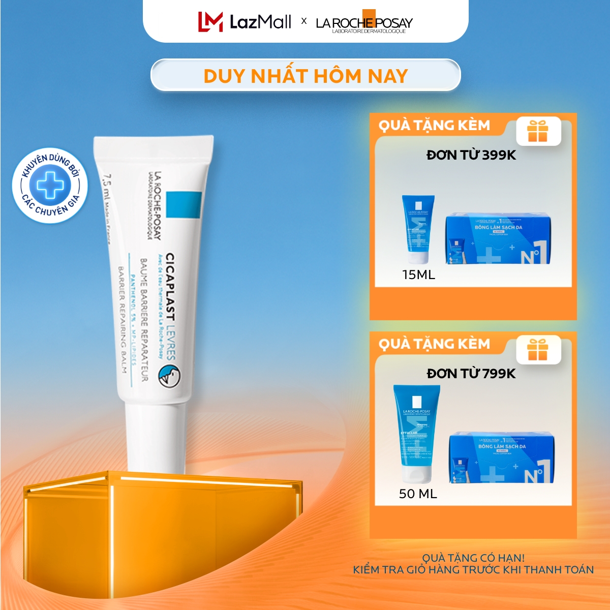 Kem Dưỡng Môi Phục Hồi Độ Ẩm  Bảo Vệ Môi La Roche-Posay Cicaplast Lips 7.5ml