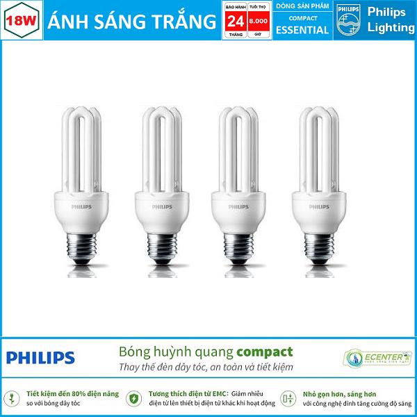 Bóng đèn compact philips essential 18w cdl e27