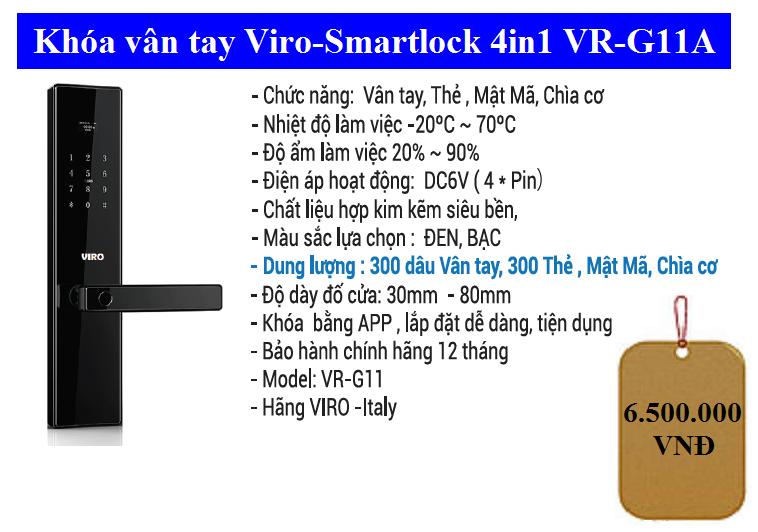 Khóa thông minh vr-g11a 3in1 cho cửa gỗ