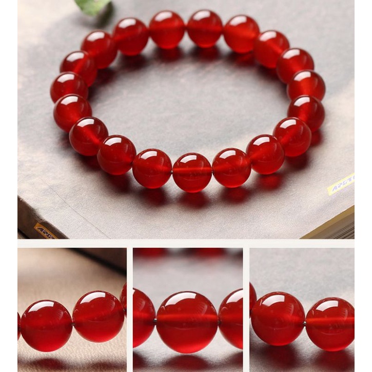 Vòng tay chuỗi hạt đá màu đỏ hạt 6 ly