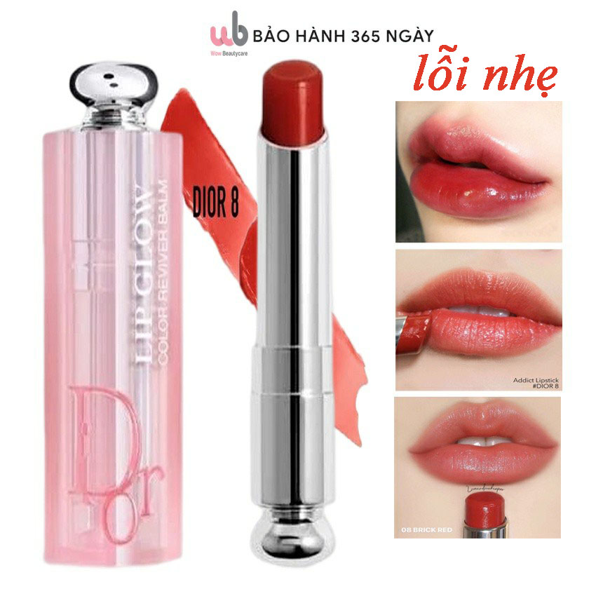  Son dưỡng Dior 8 Màu Đỏ Đất ,lỗi nhẹ,Full box Túi + Hộp,Dưỡng Ẩm Cho Đôi Môi,Mịn Màng,SPF=10,Tặng kèm quà xịn,chất. 