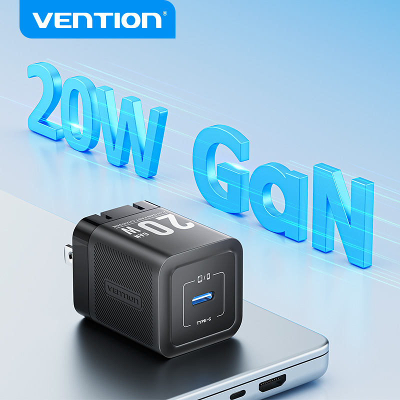 Vention Củ Sạc Nhanh PD 20W GaN Fast Charger Type C Charger for iPhone 15 14 Pro max Samsung S24 Ultra Huawei Xiaomi iPad Pro mini Foldable Wall Charger