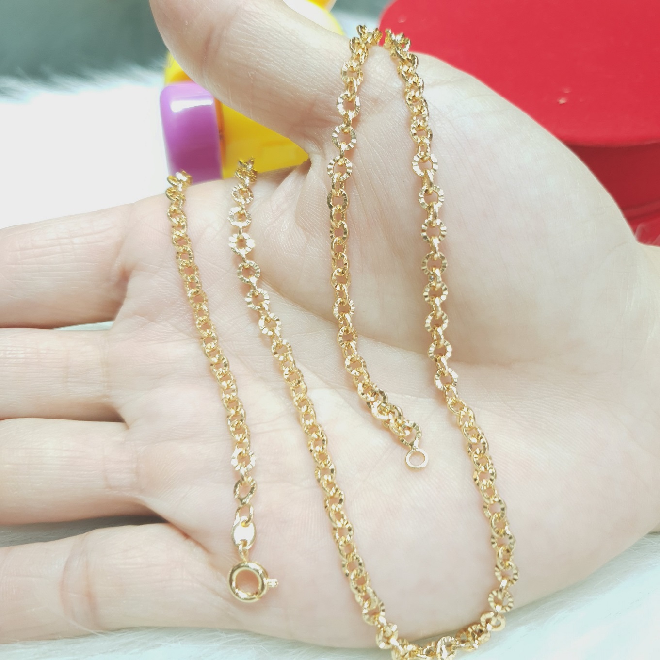 (Có ký hiệu- Dùng tắm rửa) Dây Chuyền Xích Phay Tròn Vàng Vonfram Cao Cấp- Dùng lâu dài tắm rửa thoải mái không đen