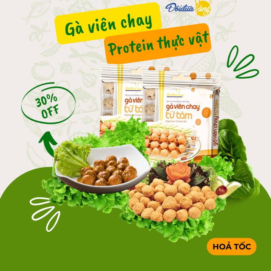 Gà viên chay Đôi Đũa Vàng gà viên thơm ngon gói 230gr Dễ Dàng Chế Biến An Toàn Thực Phẩm Giàu Protein - Chỉ giao Hà Nội và Hồ Chí Minh