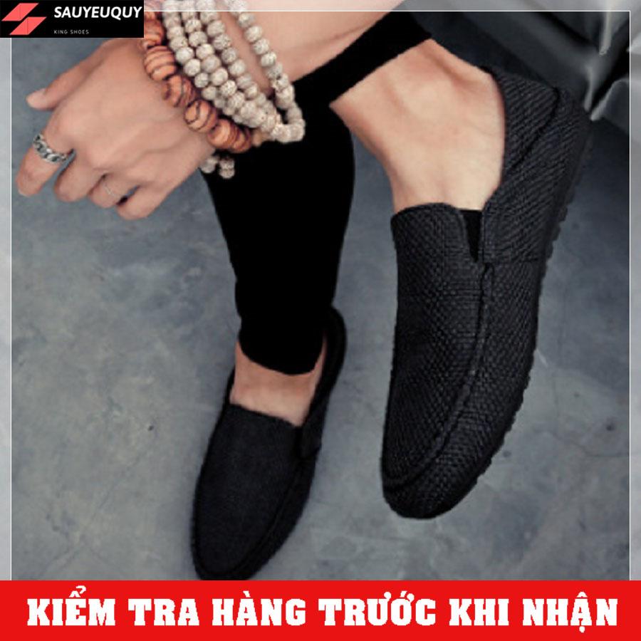 Giày Lười Vải Nam Hàn Quốc Màu Đen