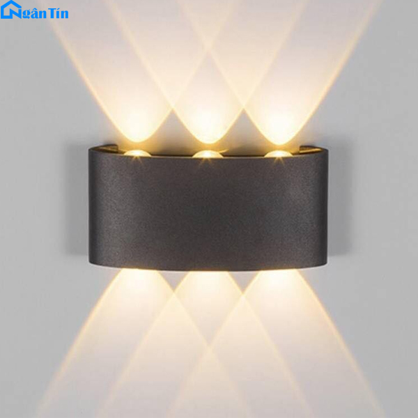 Đèn Led hắt tường treo tường trong nhà ngoài trời 6 bóng Led 220V VNT620 màu đen Ngân Tin