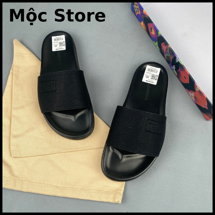 Dép Da Nam , Dép nam quai ngang Dolce , Dép da DG thật đẹp không tì vết , dép da sần đế Cao Su siêu êm [ Full Box]  có Bảo Hành