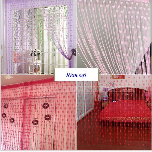 1m ngang x 2m cao rèm sợi trái tim - rèm trang trí cửa