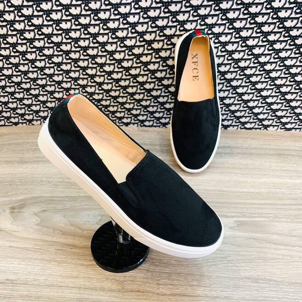 Giày slipon gót kẻ da lôn trơn mềm êm chân dễ đi - s365