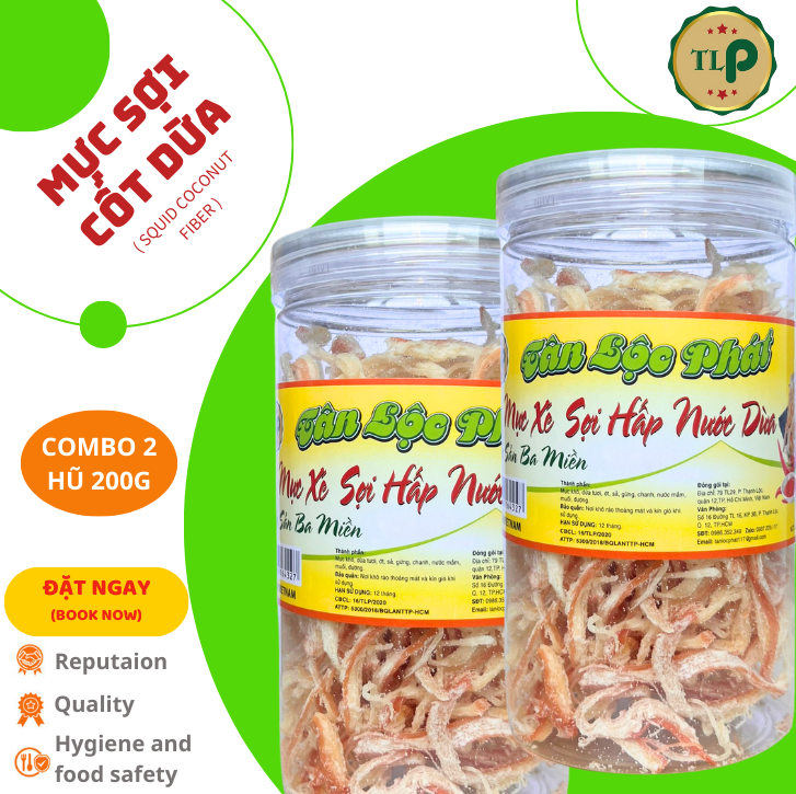 Mực sợi hấp dừa tân lộc phát 400g - combo 2 hũ 200g