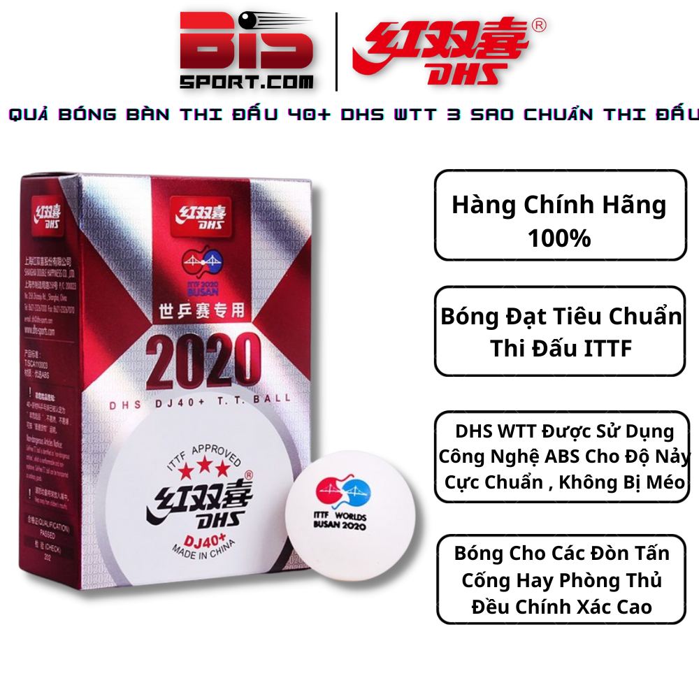 Quả Bóng Bàn 3 Sao Thi Đấu Thế Giới DJ40+ DHS Busan 2020 Chính Hãng - Sử Dụng Cho Giải Vô Địch Thế Giới