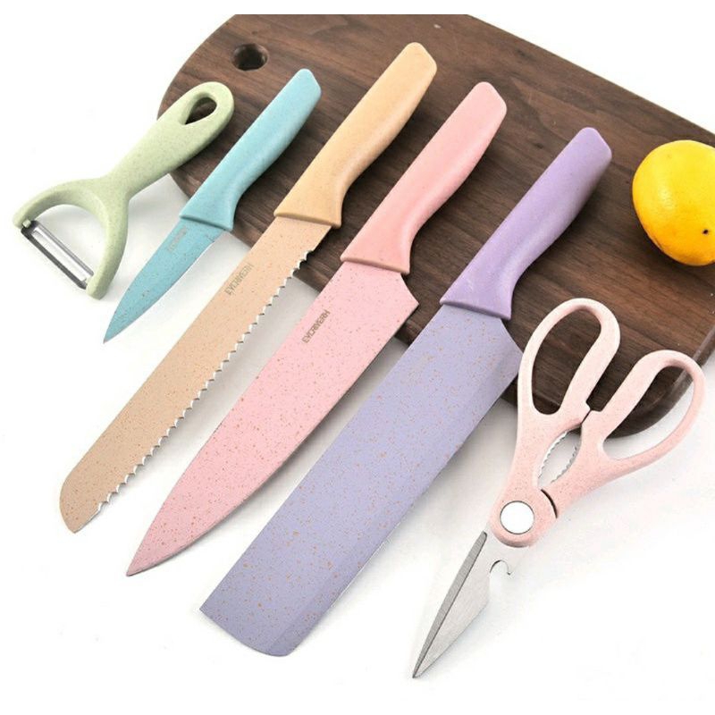 Bộ Dao 6 món lúa mạch nhà bếp-Dao nhà bếp cắt rau củ quả