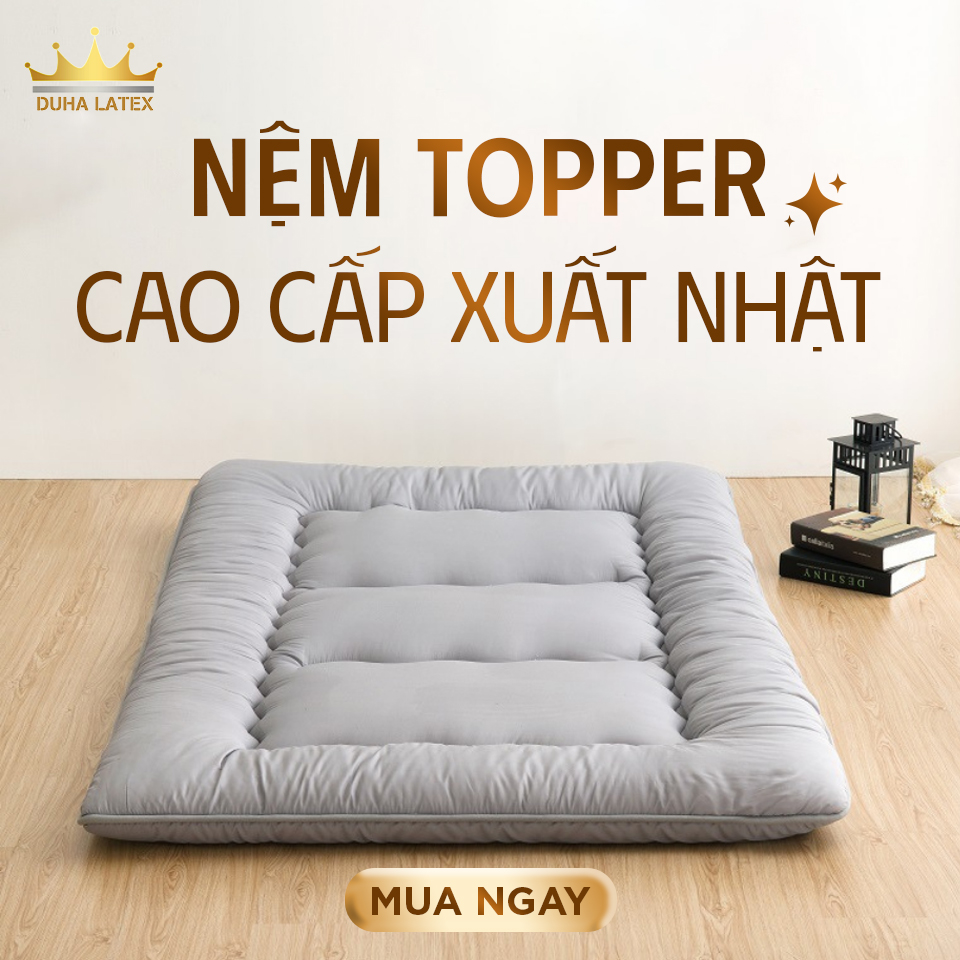  Nệm Topper Xuất Nhật Nệm Topper Nệm Bông Trải Sàn Tấm Lót Nệm Phong Cách Nhật Bản Độ Dày Từ 7cm - 9cm vuaremgiasi 