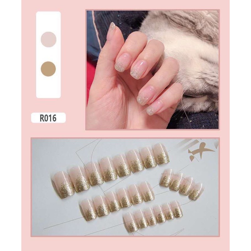 [Mới về] Bộ 24 móng tay giả chống nước Laz Boss MG07 dễ thương, sang chảnh, tặng kèm keo dán