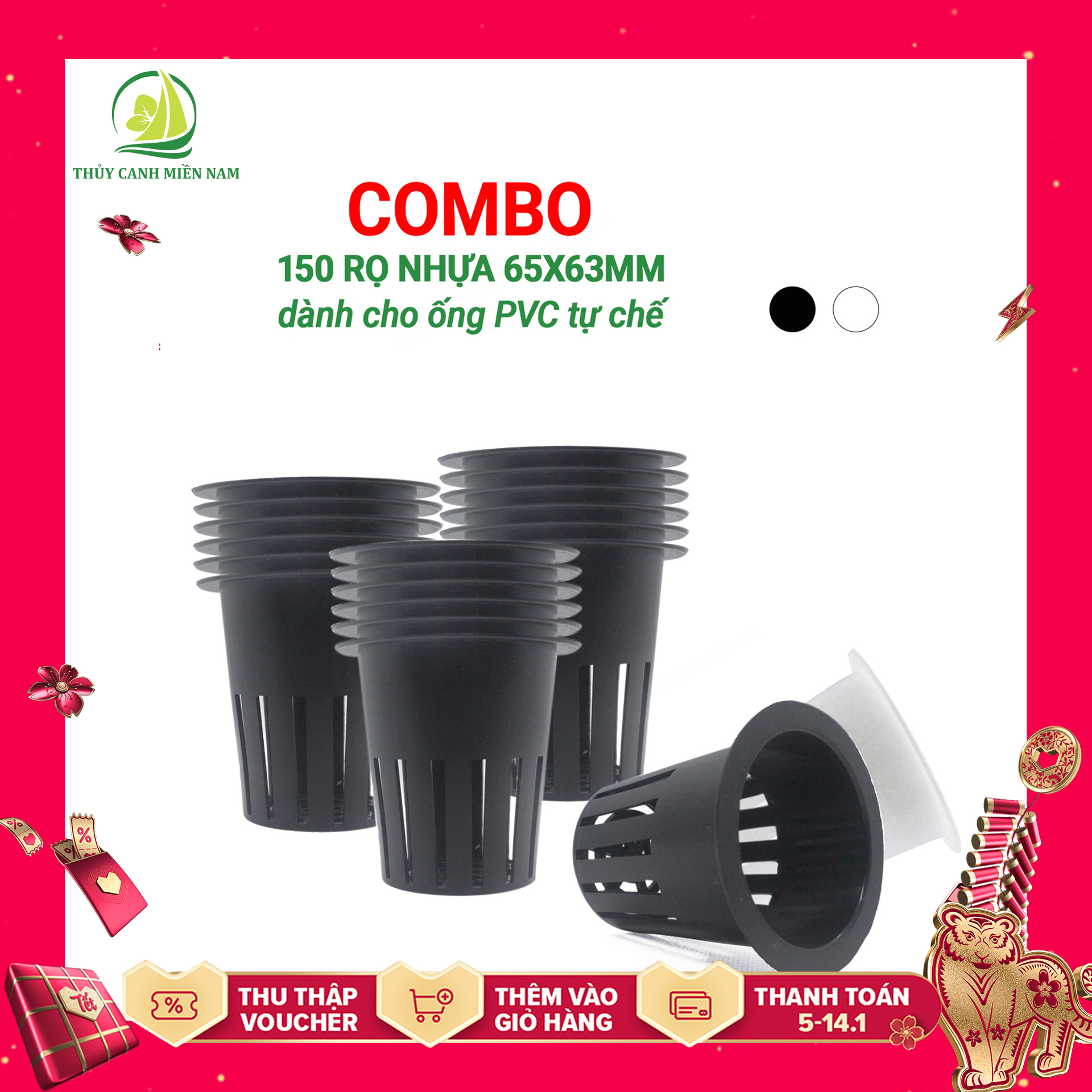 DÀNH CHO ỐNG PVC Bộ 150 Cái Rọ Nhựa Trồng Rau Thủy Canh Dành cho ống PVC