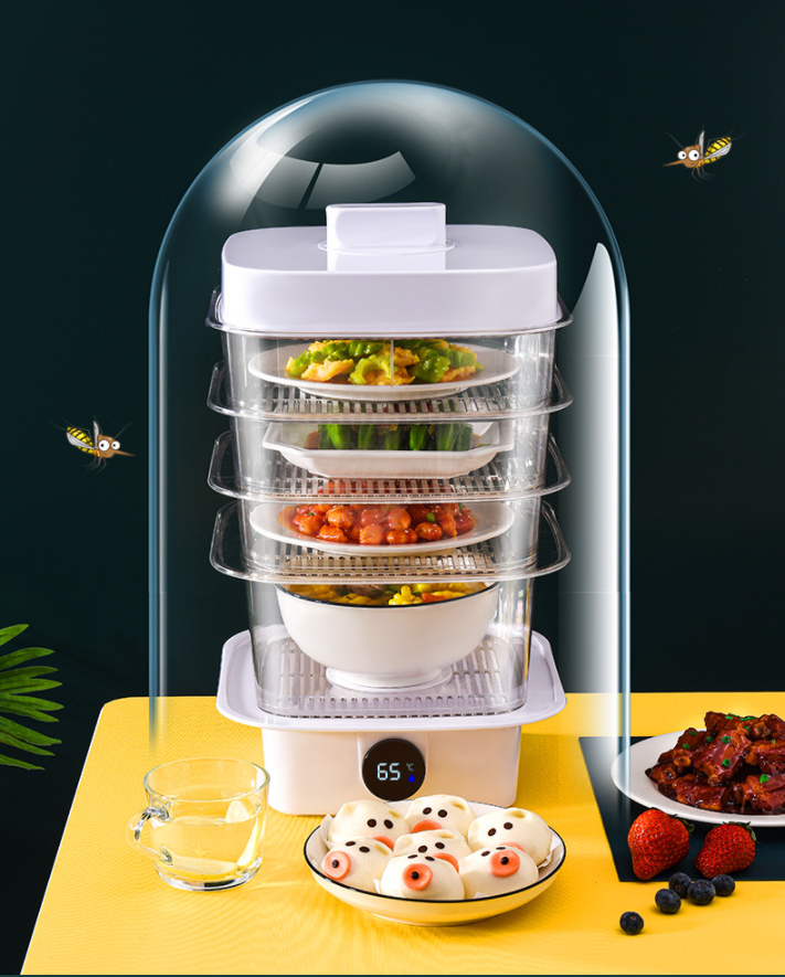 Tủ Hâm Nóng Thức Ăn_ Tủ trưng bày giữ nóng thức ăn _ Tủ giữ nóng thức ăn _ Hâm Thức Ăn 4 Tầng Cao 48CM Hiển Thị Nhiệt Độ giúp làm nóng đồ ăn rễ ràng tiện lợi