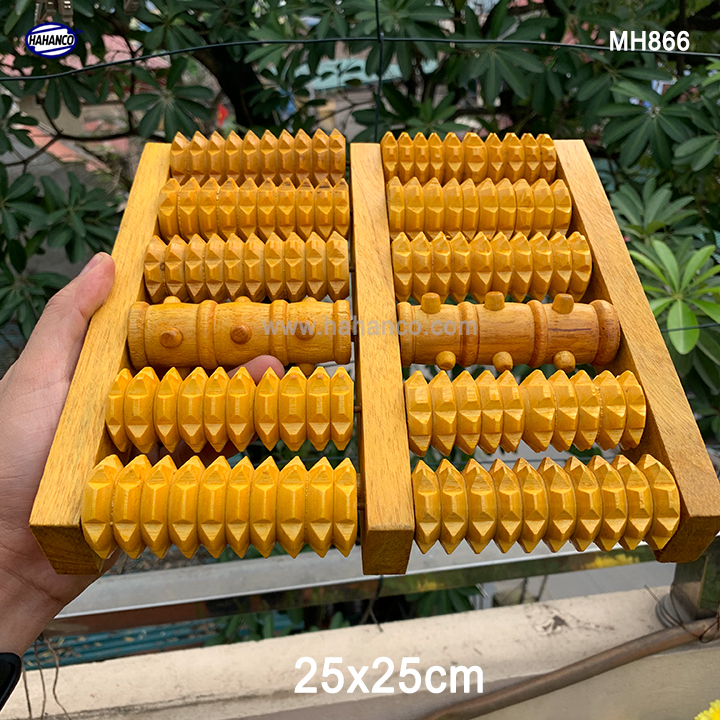 Bàn lăn massager chân tay bằng gỗ 1 trục nút 5 gai giúp lưu thông máu