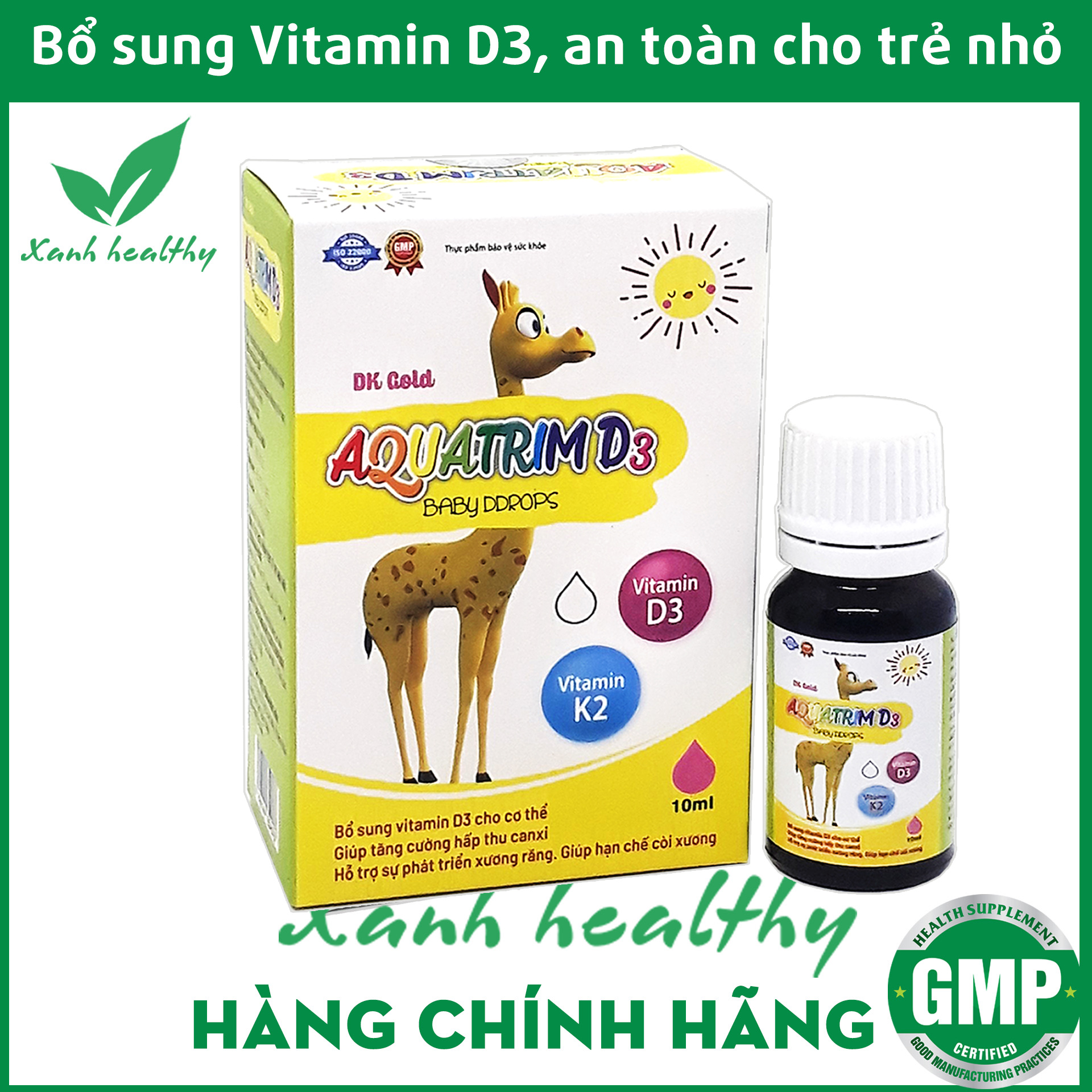 Siro Vitamin D3 AQUATRIM  K2 MK7 giúp tăng chiều cao, chống còi xương,10 ml – Chuẩn GMP bộ y tế