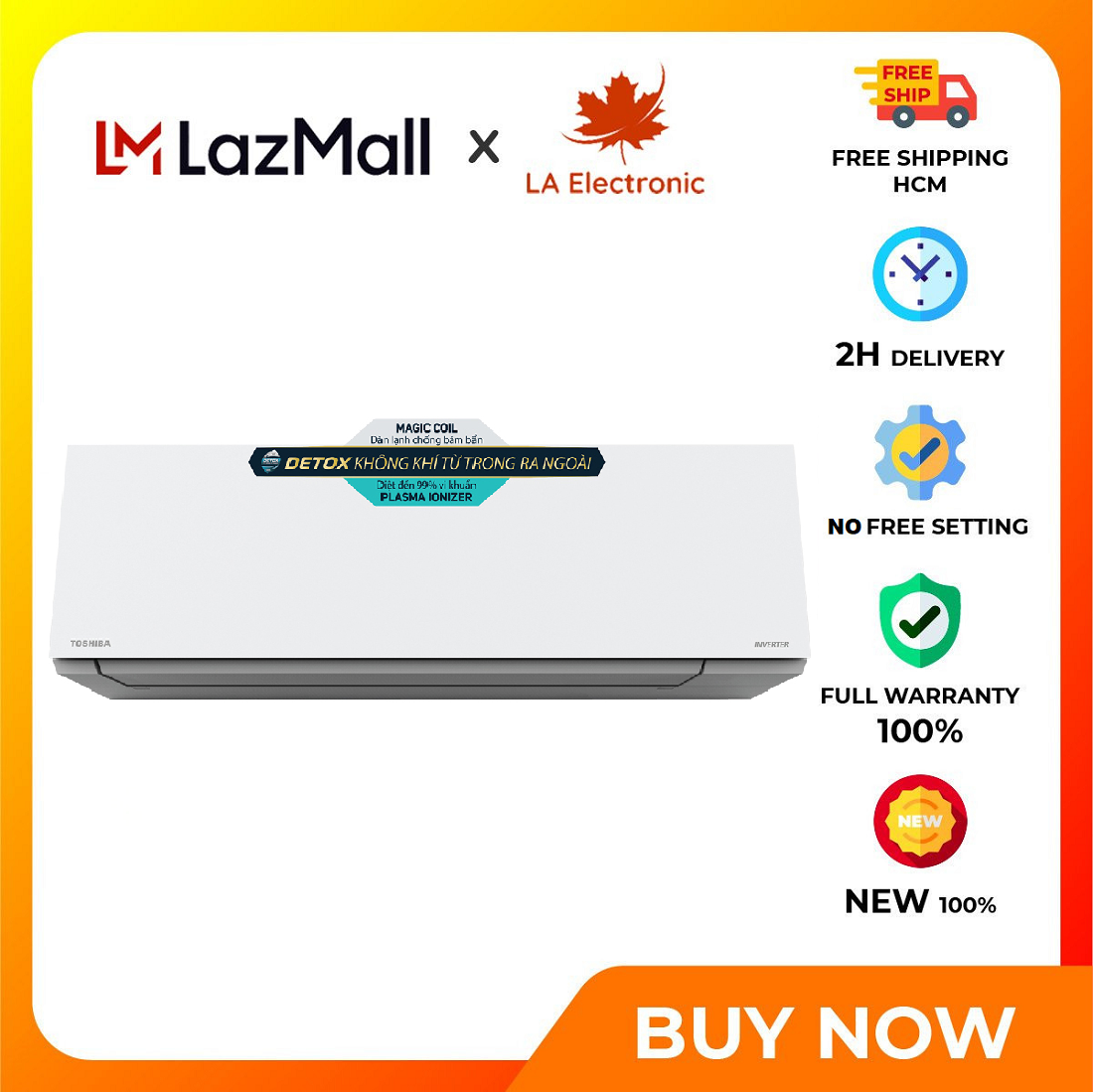 Toshiba Inverter 2 HP RAS-H18E2KCVG-V air conditioner - Free shipping HCM - Fast cooling Self-cleaning indoor unit, Magic coil anti-fouling technology, Toshiba IAQ filter