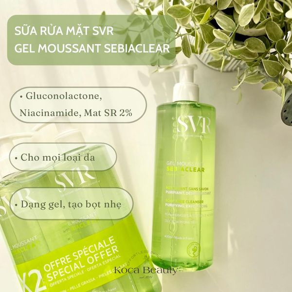 Sữa rửa mặt tạo bọt svr gel moussant 400ml nội địa pháp