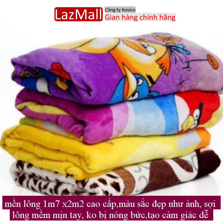 Mền lông 1m7 x2m2 cao cấp,màu sắc đẹp như ảnh, sợi lông mềm mịn tay, ko bị nóng bức,tạo cảm giác dễ