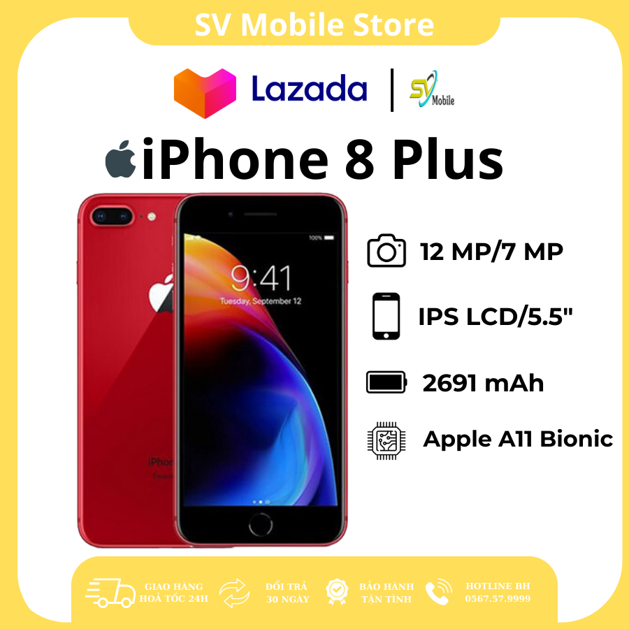 Điện thoại 8P / 8 Plus Giá Rẻ Quốc tế - dùng sim. Bộ nhớ 64/256 GB. Bảo hành 3-12 tháng, tặng phụ kiện khi mua máy