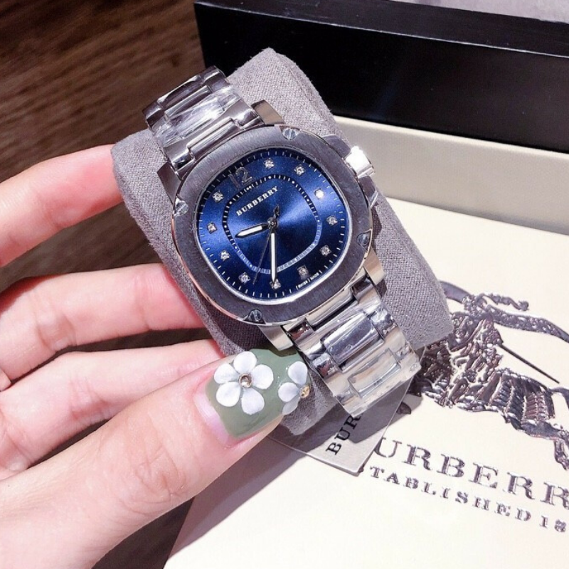 Đồng hồ nữ cao cấp BURBERRYS BB001 mặt vuông Size 35 mm - Fullbox dây kim loại Đồng hồ nữ chống nước dành cho phái nữ