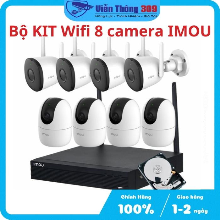 Bộ 8 camera IMOU wifi, bộ camera không dây IMOU đàm thoại 2 chiều, bộ camera ip hồng ngoại 2mp- Hàng chính hãng