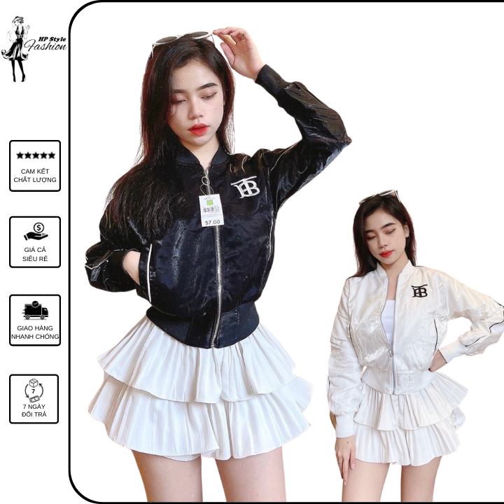 Áo Khoác Nữ Lửng Phi Xà Cừ Chuẩn Hot Girl Thêu Chữ Kiểu Dáng Thanh Lịch Hiện Đại