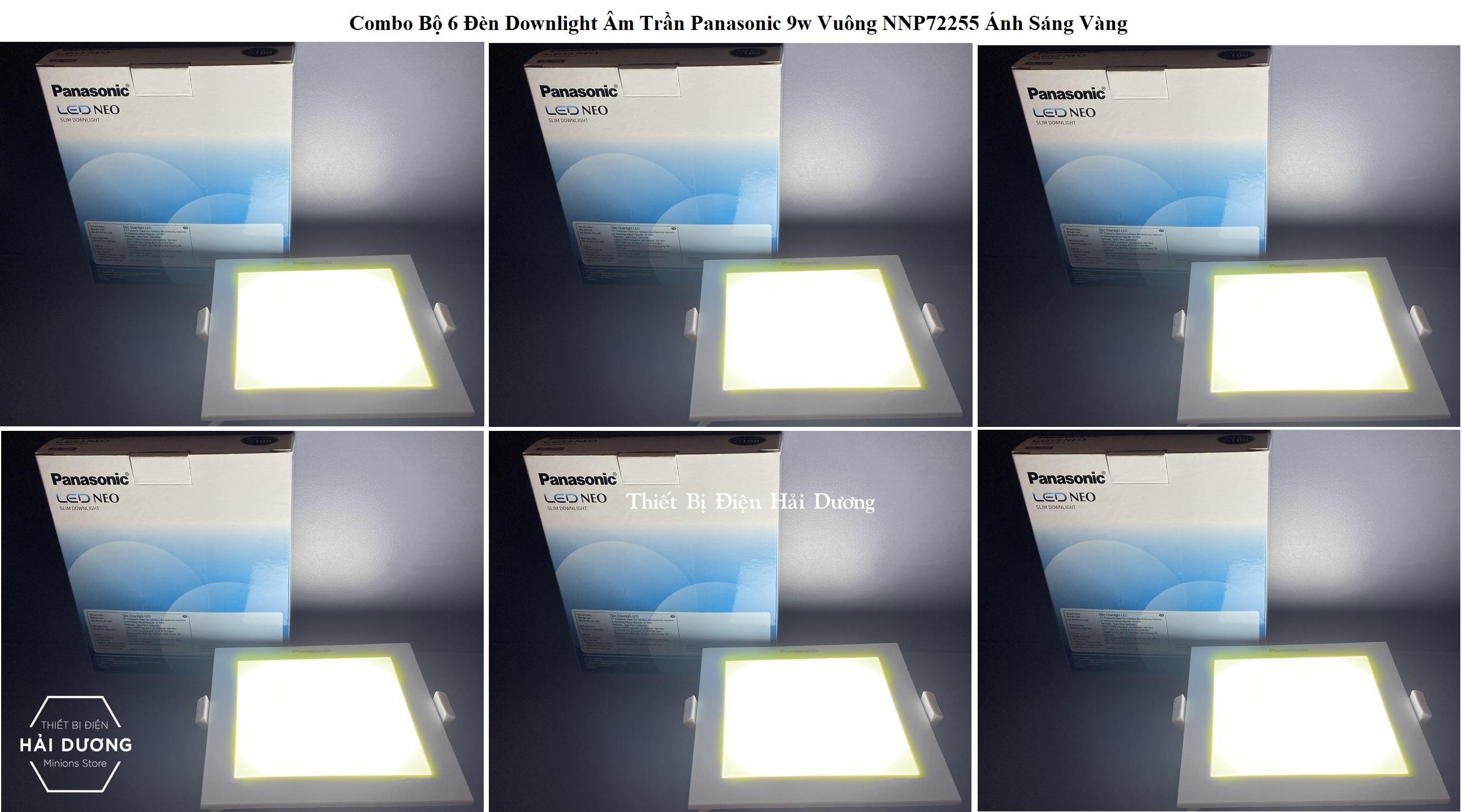 Combo Bộ 6 Đèn Led Downlight Âm Trần Panasonic 9w Tròn NNP72279 - Vuông NNP72255 Neo Slim Bảo vệ mắt