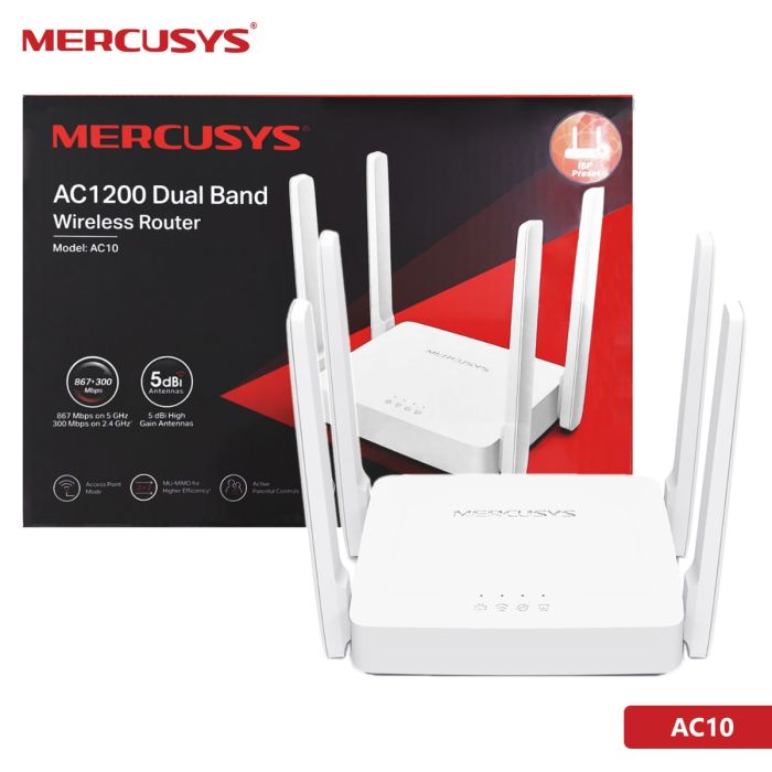 Bộ Phát Wifi Mercusys AC10 Băng Tần Kép Chuẩn AC1200 - Hàng chính hãng