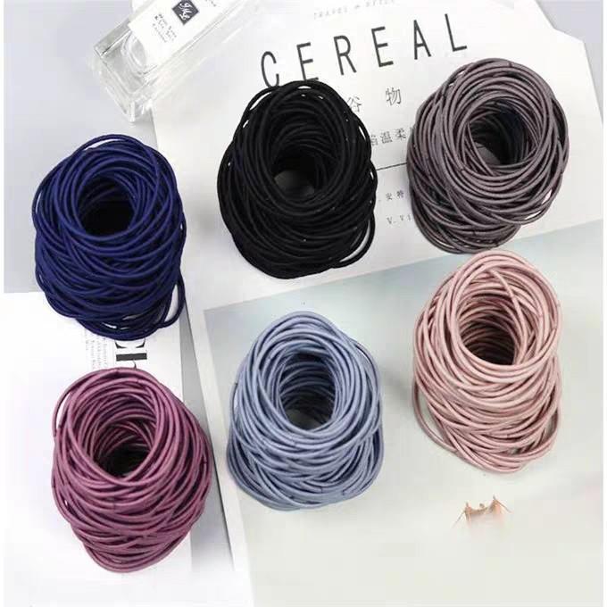 Set 100 thun buộc tóc nữ dây buộc tóc nhiều màu