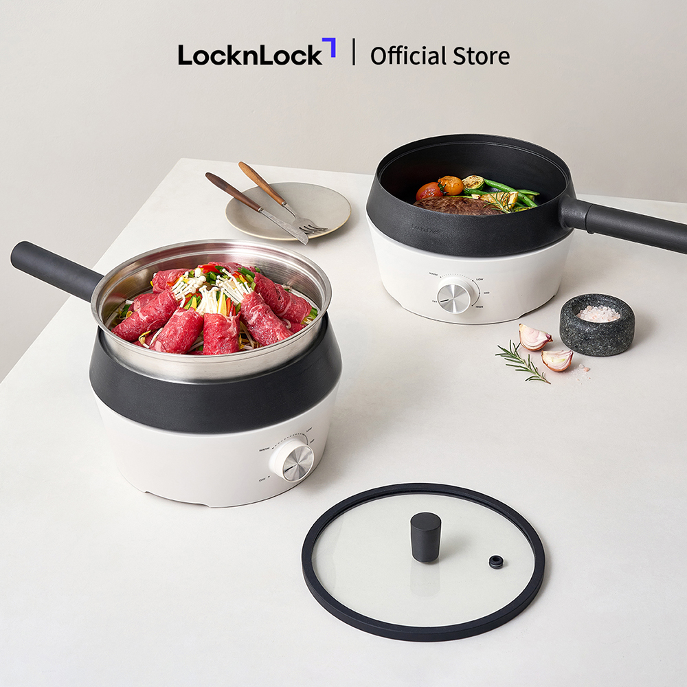 EJP421WHT-Nồi điện đa năng 4 trong 1 LocknLock 4in1 Multicooker 220-240V,50-60Hz,1000W,2L-Màu trắng