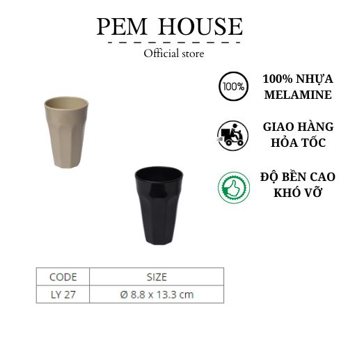 Ly nhựa melamine kiểu cao màu nâu -đen