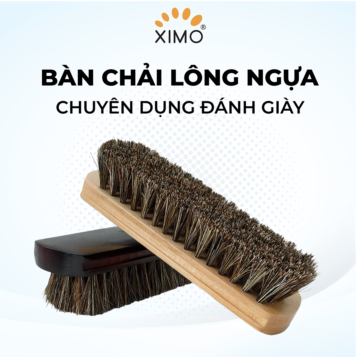 Bàn chải lông ngựa đánh giày, vệ sinh giày Horsehair cao cấp cỡ lớn XIMO BCDG02