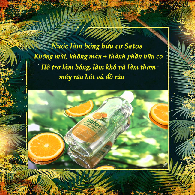 Nước làm bóng/ nước trợ xả hữu cơ Satos 500ml dành cho máy rửa bát
