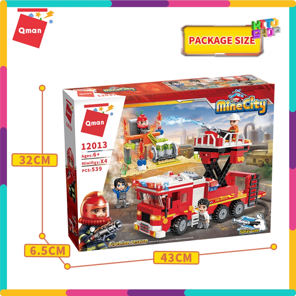 Bộ Đồ Chơi Xếp Hình Thông Minh Lego Qman 12013 - Xe Ô Tô Cứu Hỏa Và Trạm Bơm Nước 539 Mảnh Ghép Cho Trẻ Từ 6 Tuổi