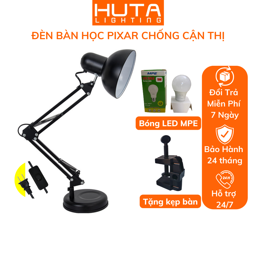 Đèn bàn học, đèn bàn làm việc pixar dùng bóng chống cận chính hãng mpe - tặng kèm kẹp bàn