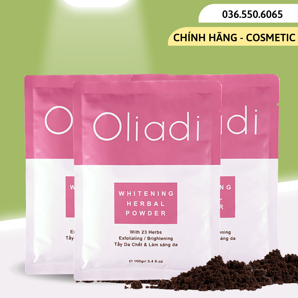 Combo 3 Gói Bột Tắm Trắng Thảo Mộc Oliadi Chính Hãng - Tẩy Tế Bào Chết Body - Làm Sáng Mịn Da - Làm Dịu Da - Hỗ Trợ Trắng Da
