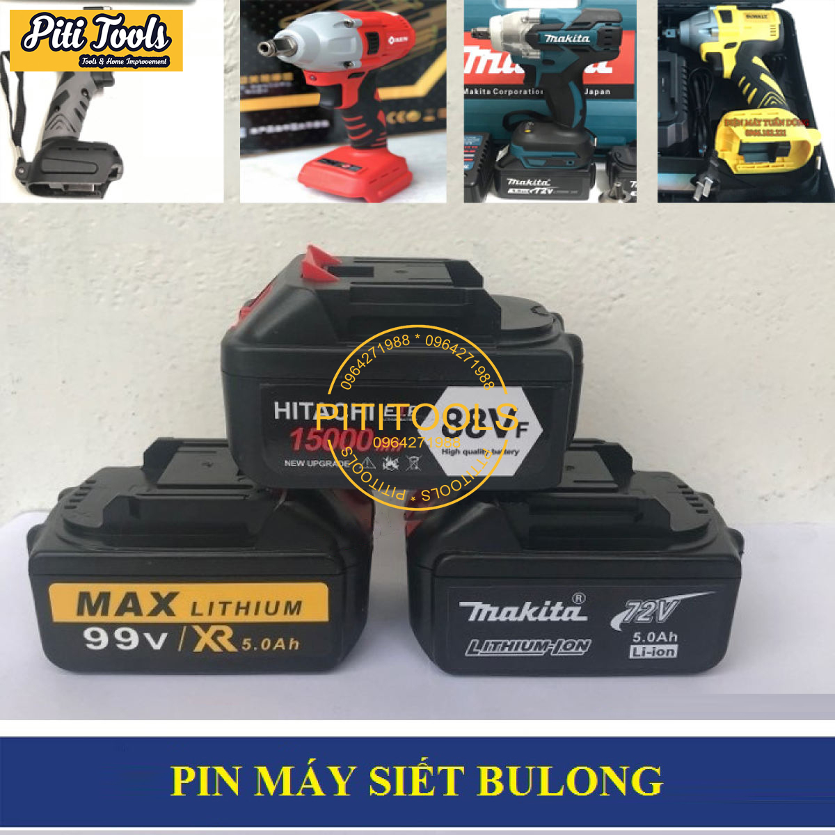 Máy siết bulong HITACHI 88v mở ốc bắn vít không chổi than, 2 pin, đốc sạc, hộp nhựa